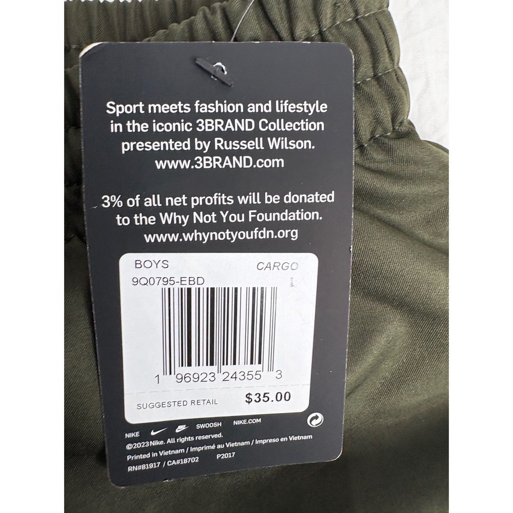 Nike Boys Cargo Shorts Olive Green Russell Wilson 3 Brand Size L 12-13 yrs - Picture 9 of 10